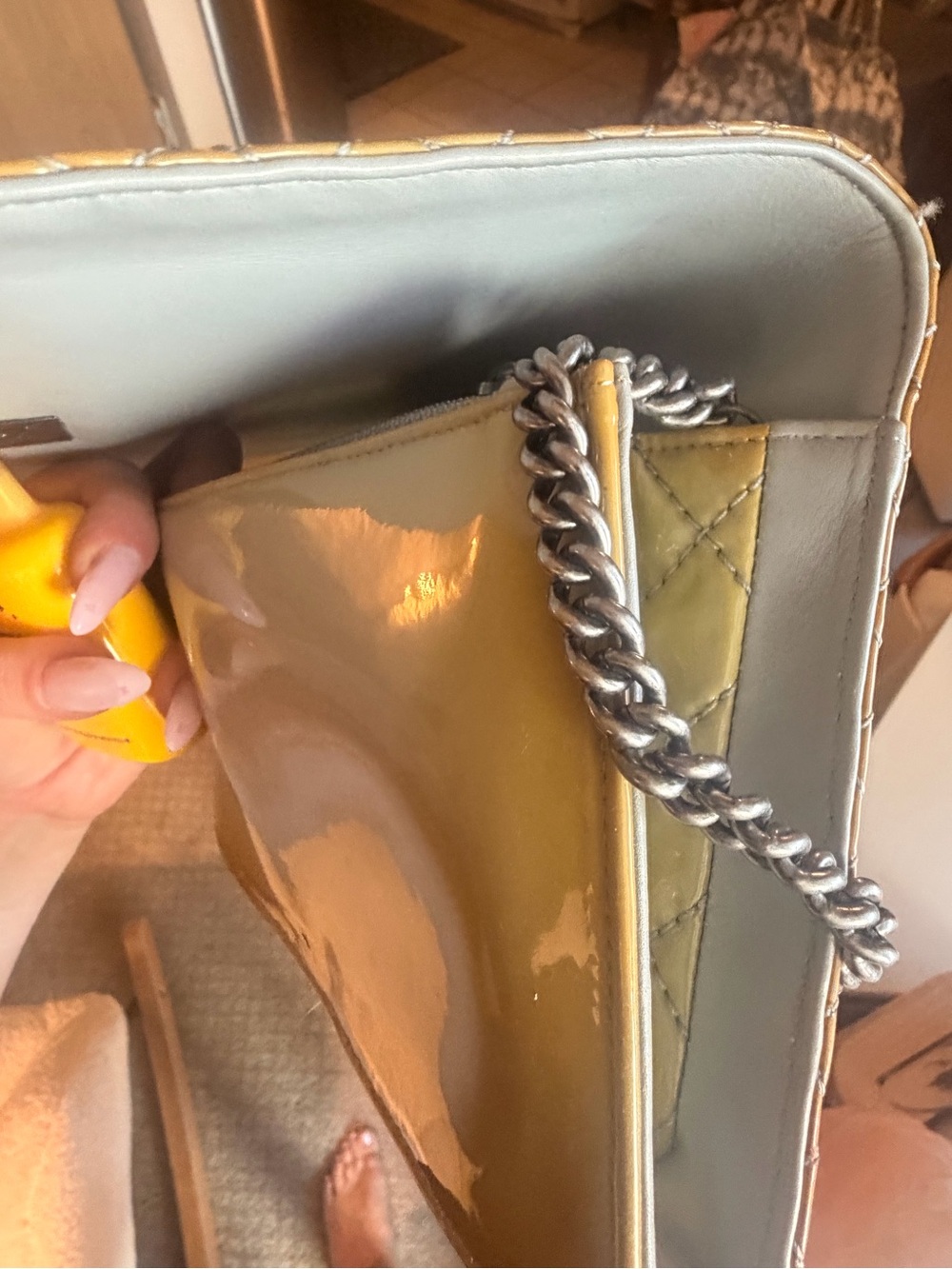 Chanel Boy Wallet on Chain WOC Patent Leather Sample Piece - Picture 12 of 12